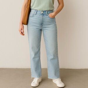 Oat New York Shari Wide Leg Crop Jeans Womens Size 8/29 High Rise Denim